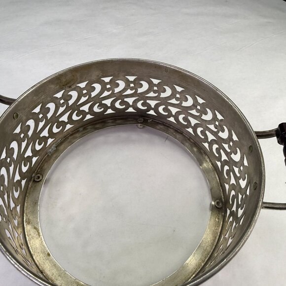 Vintage Manning Bowman Filigree Silverplate Serving Dish Ring With Handles - Picture 11 of 14